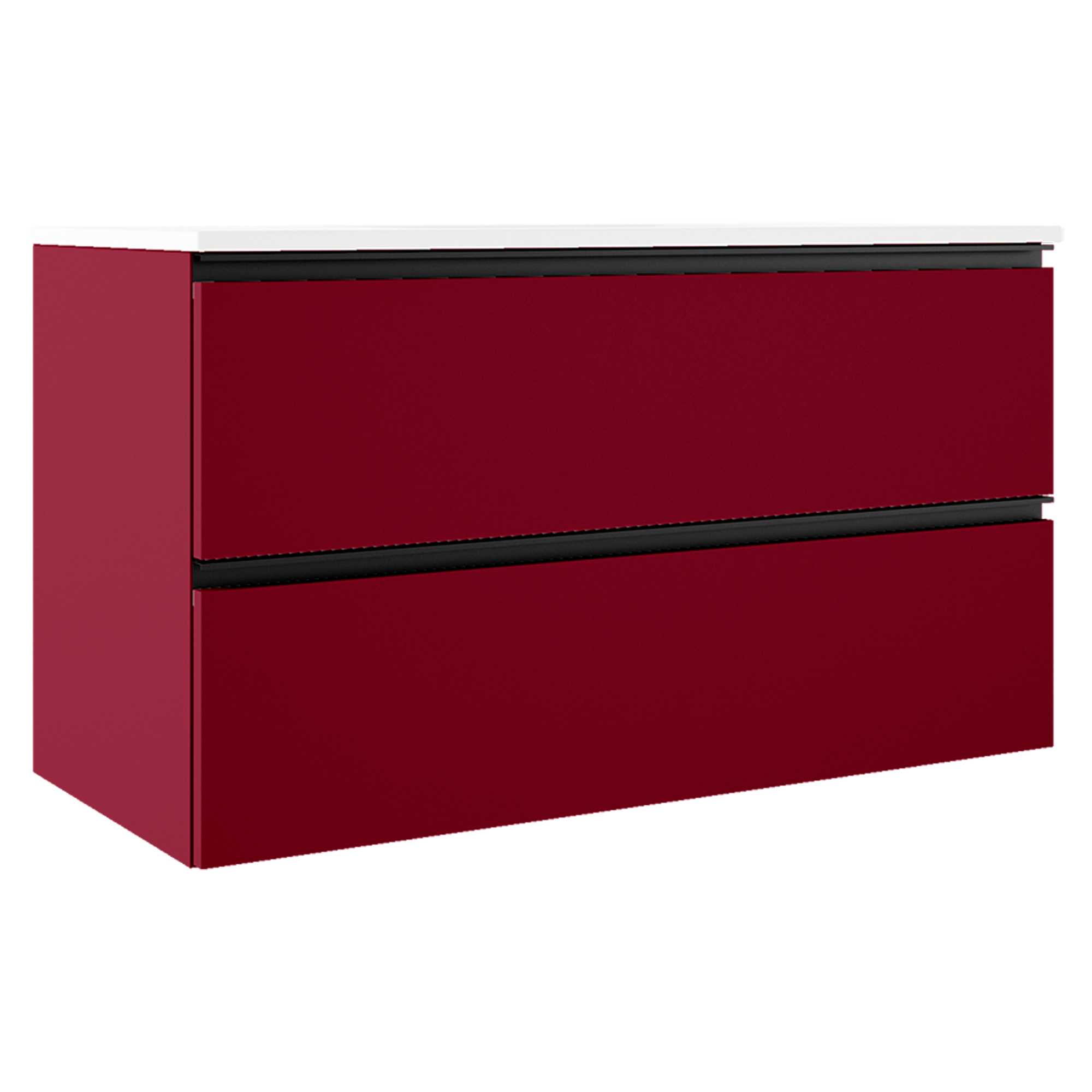 Servantskap Luna Rød Matt 100 cm med Servant Hvit Blank