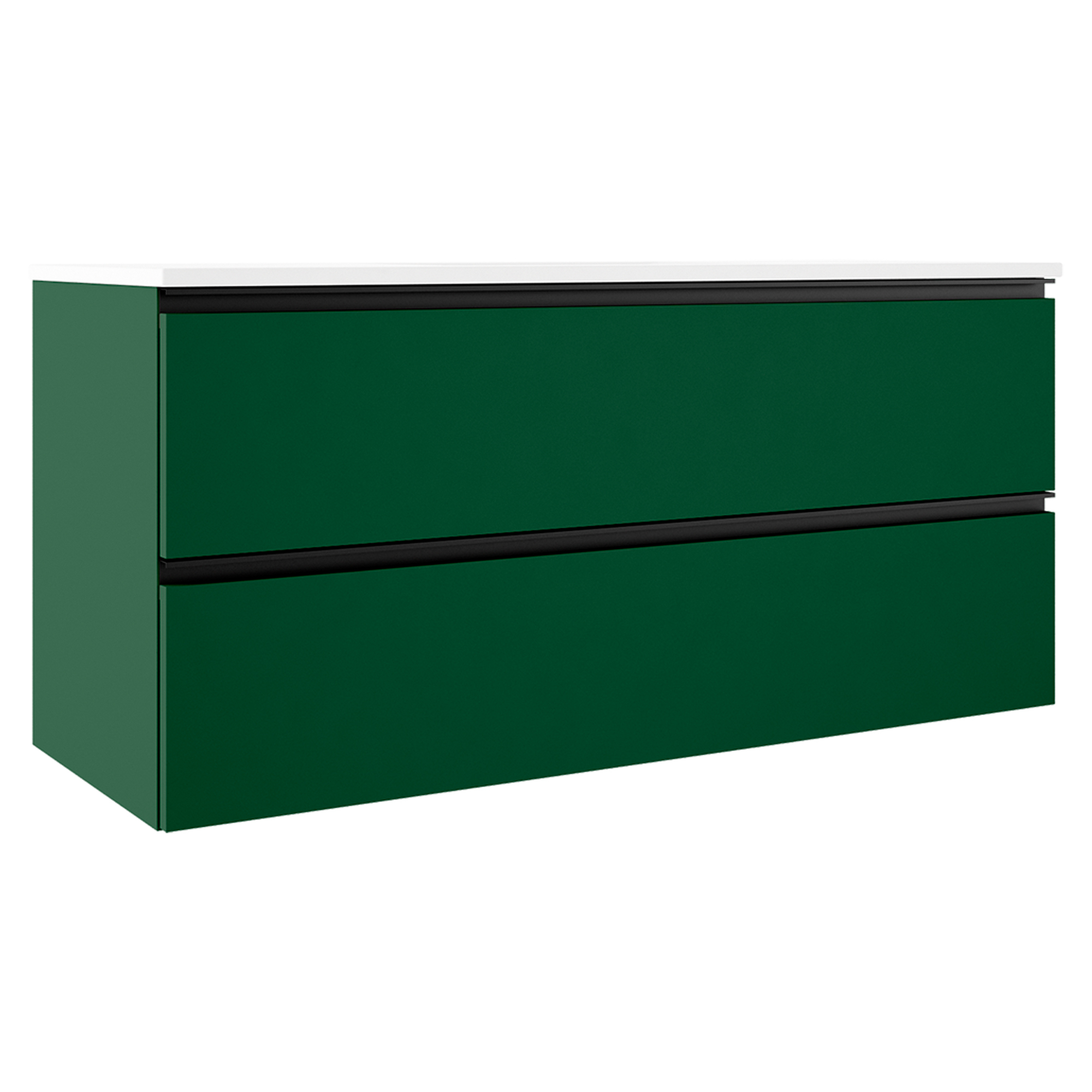 Servantskap Luna Grønn Matt 120 cm med Servant Hvit Blank