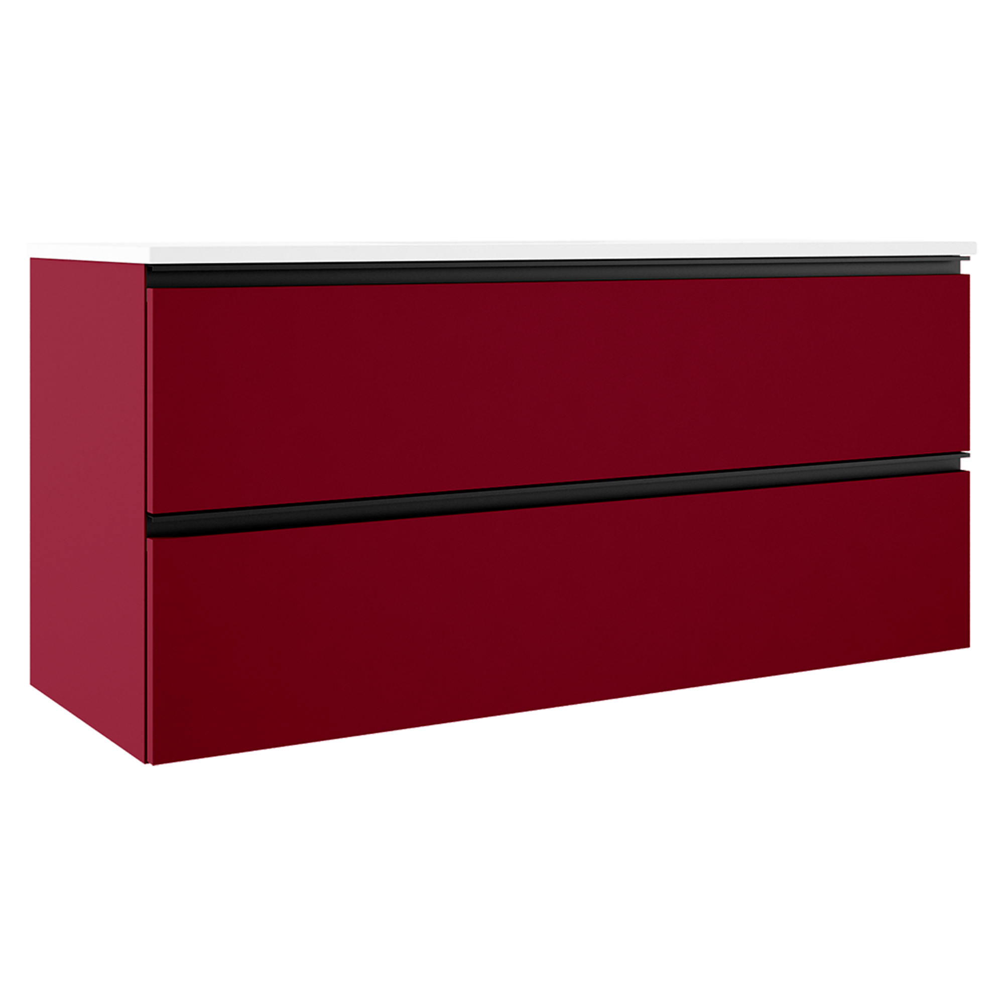 Servantskap Luna Rød Matt 120 cm med Servant Hvit Blank