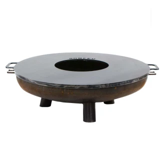 BonFeu Sæt med BonBowl Plus Ildskål Cortenstål 100 cm & Plancha