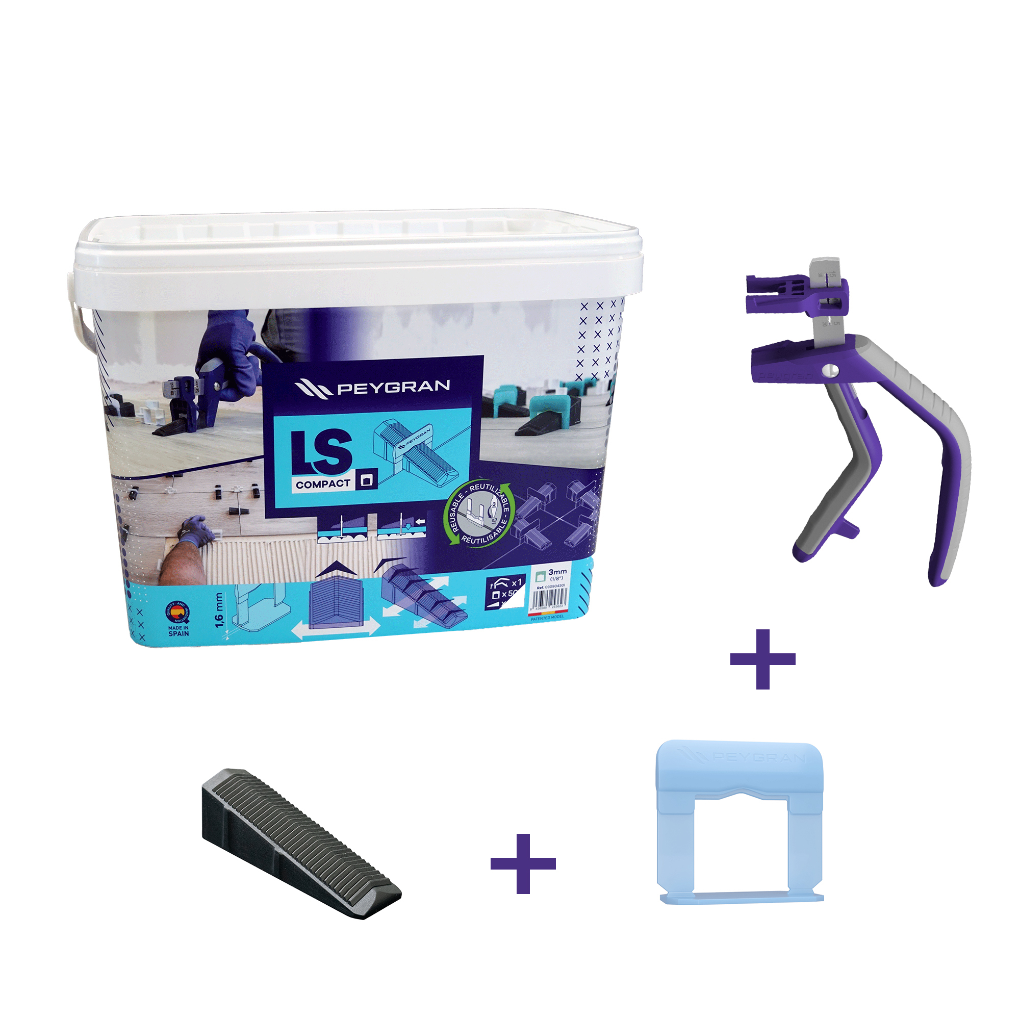 Nivåsystem Compact 500 Startpakke (1.5mm) Med Nivådistanser, Kiler & Tang