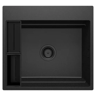 Granitt Kjøkkenvask <strong>Magnetic</strong>  Metallic Grafitt Matt 56x52 cm med Vannlås