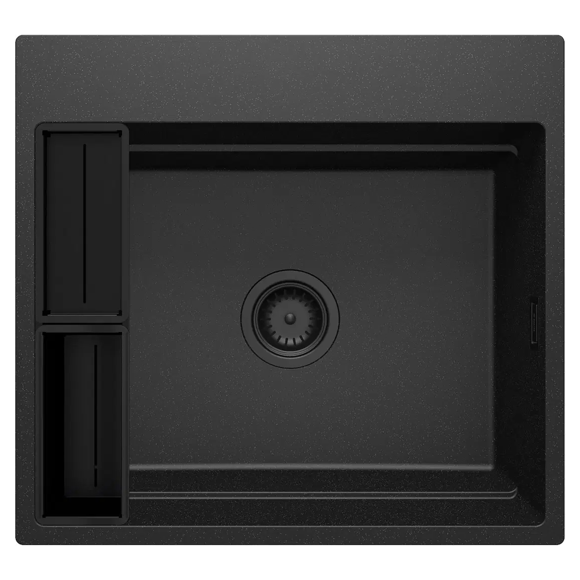 Granitt Kjøkkenvask Magnetic Metallic Grafitt Matt 56x52 cm med Vannlås