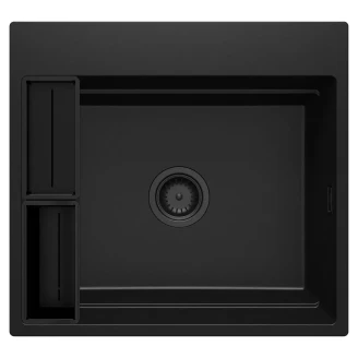 Granitt Kjøkkenvask <strong>Magnetic</strong>  Svart Matt 56x52 cm med Vannlås