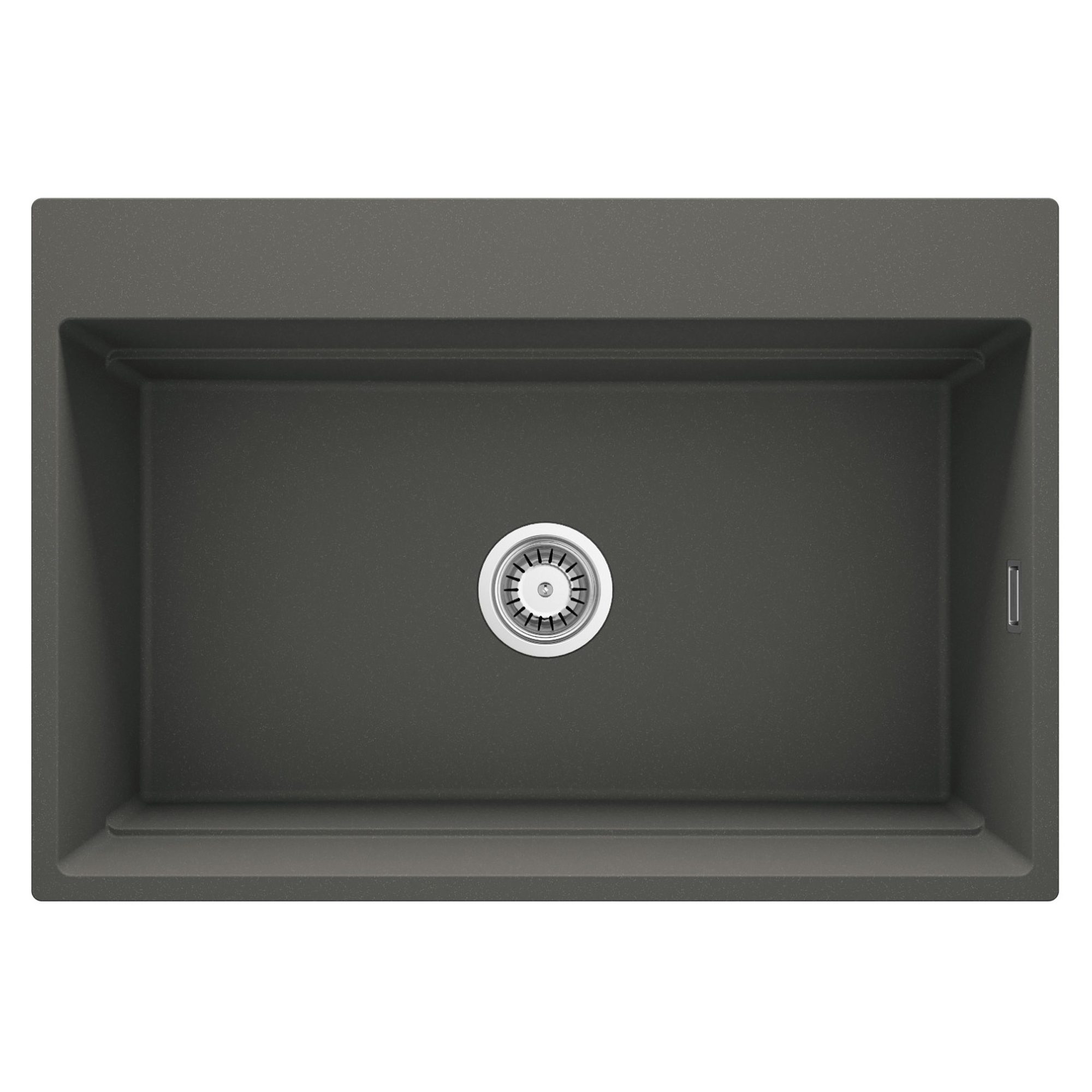 Granitt Kjøkkenvask Magnetic Antrasitt Metallic Matt 76x52 cm med Vannlås