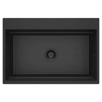 Granitt Kjøkkenvask <strong>Magnetic</strong> Metallic Grafitt Matt 76x52 cm med Vannlås