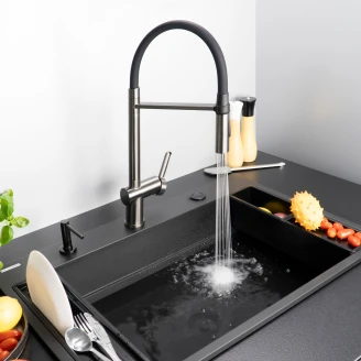 Granitt Kjøkkenvask <strong>Magnetic</strong> Svart Matt 76x52 cm med Vannlås