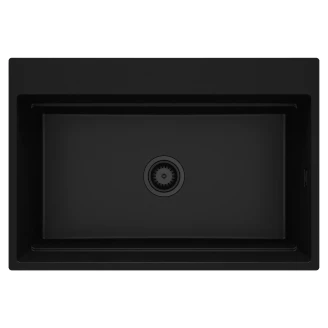 Granitt Kjøkkenvask <strong>Magnetic</strong> Svart Matt 76x52 cm med Vannlås