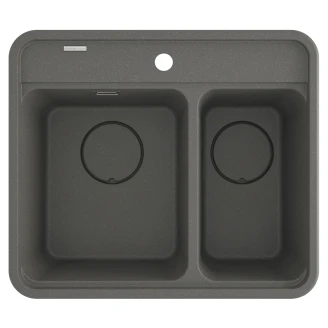 Granitt Kjøkkenvask <strong>Momi</strong>  Antrasitt Metallic Matt 60x52 cm med Vannlås