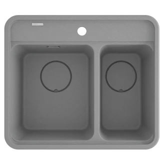 Granitt Kjøkkenvask <strong>Momi</strong>  Grå Metallic Matt 60x52 cm med Vannlås