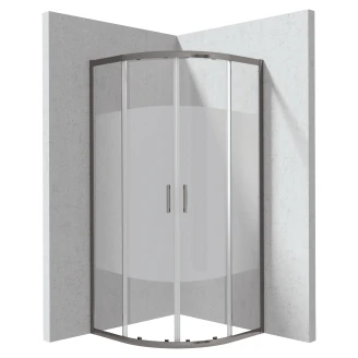 Duschhörn <strong>Funkia</strong>  Evo Rund Titanium 90x90 cm Randigt Mönster