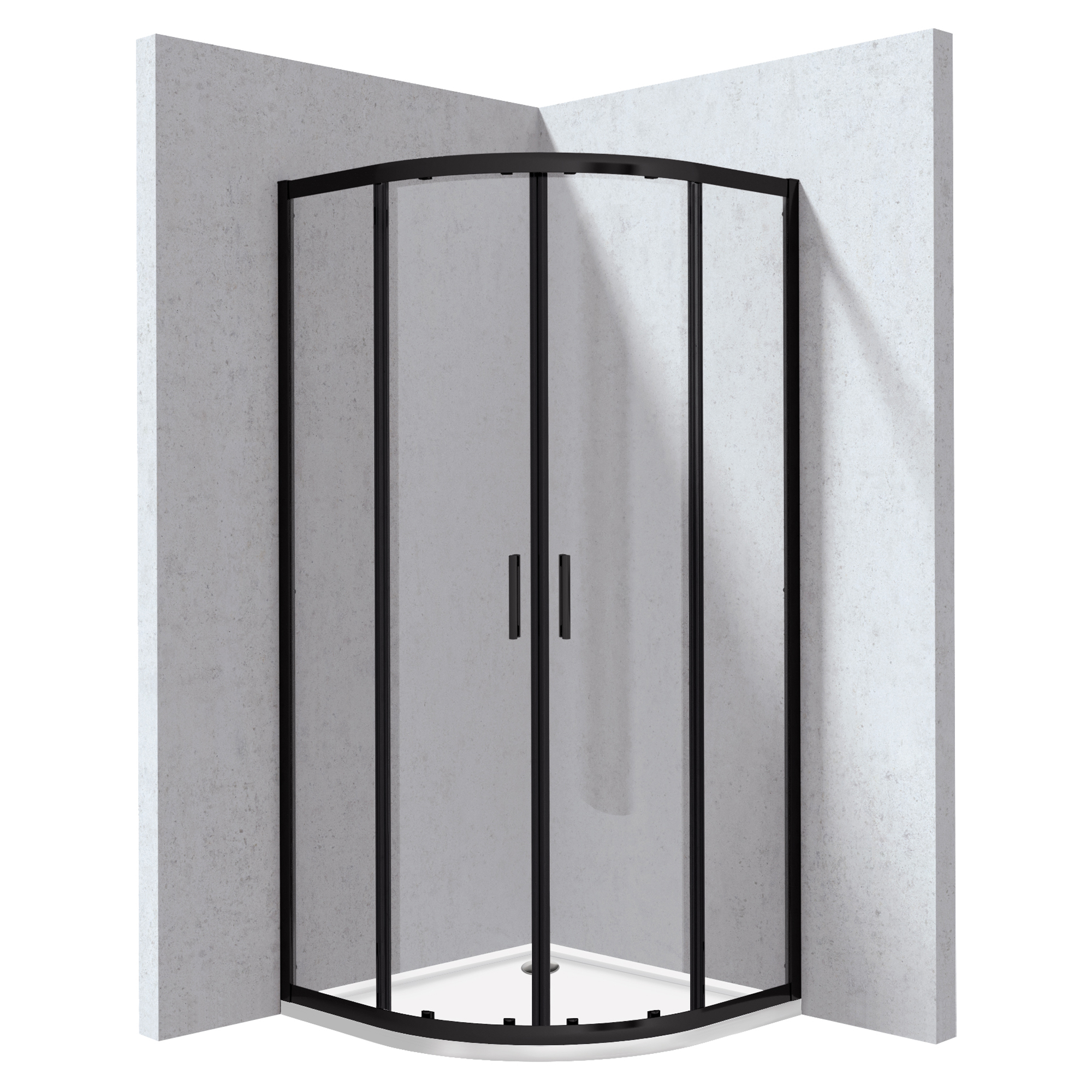 Dusjhjørne med Dusjkar Funkia Evo Rund Svart 80x80 cm