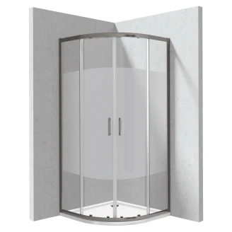Duschhörn med Duschkar <strong>Funkia</strong>  Evo Rund Titanium 80x80 cm Randigt Mönster