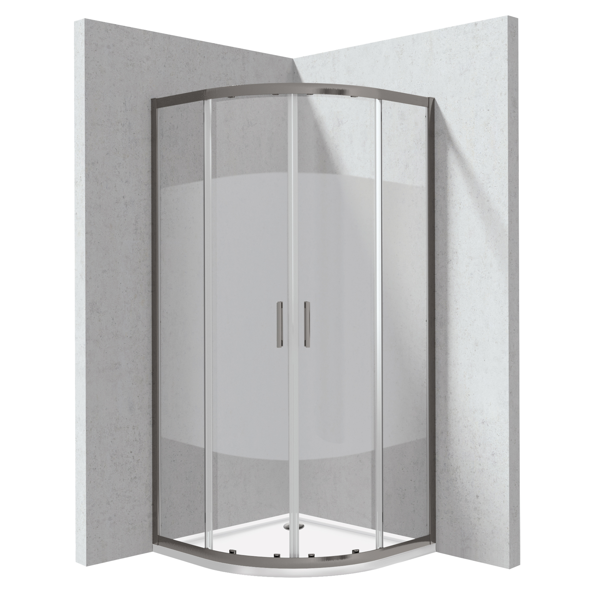 Dusjhjørne med Dusjkar Funkia Evo Rund Titanium 90x90 cm Stripet Mønster