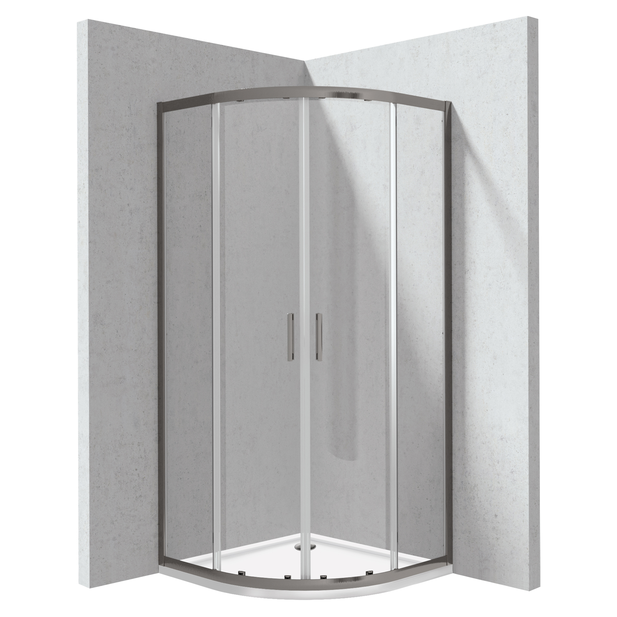 Dusjhjørne med Dusjkar Funkia Evo Rund Titanium 80x80 cm