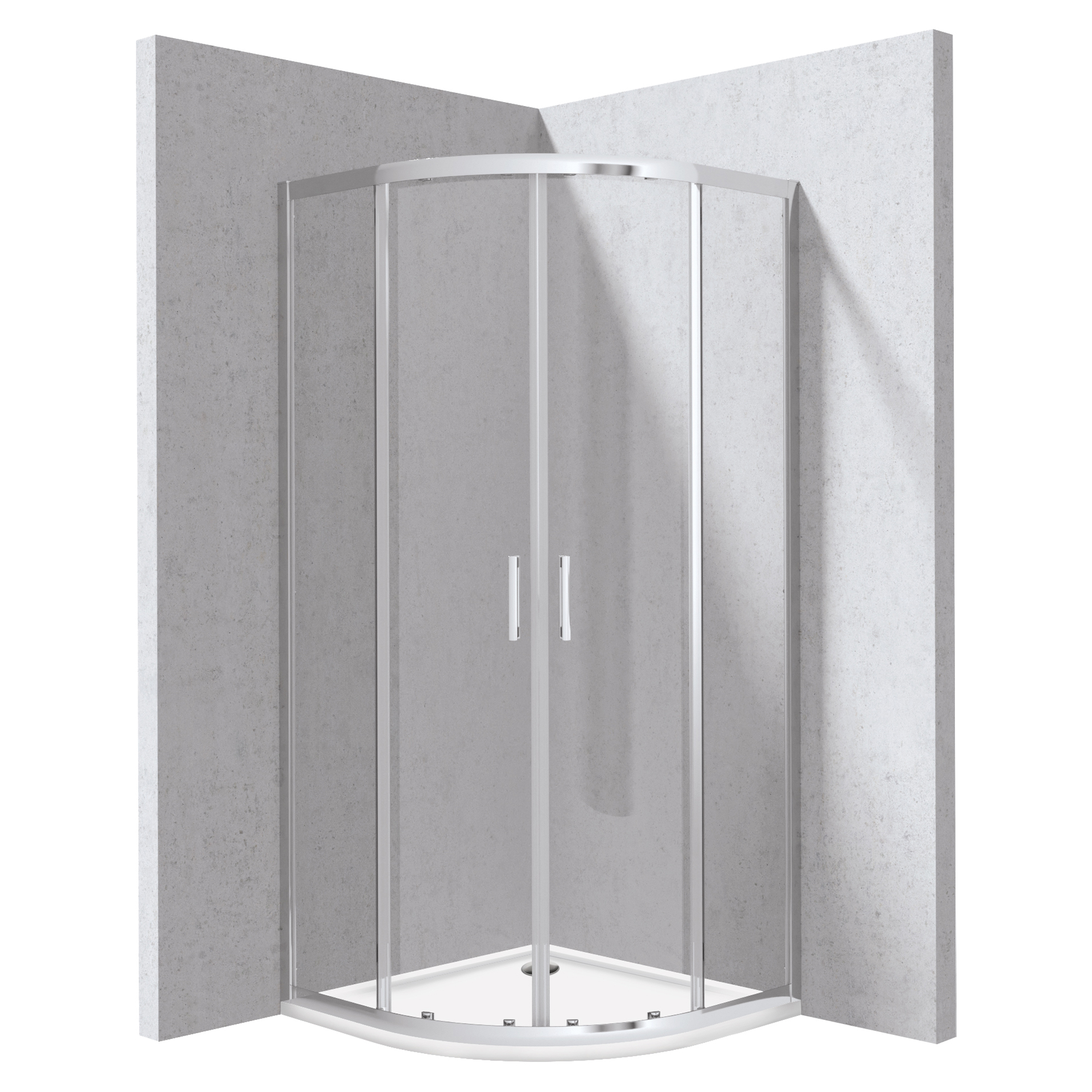Dusjhjørne med Dusjkar Funkia Evo Rund Krom 80x80 cm