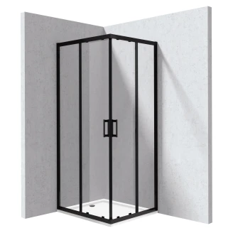Duschhörn med Duschkar <strong>Funkia</strong> Evo Rektangulär Svart 80x90 cm