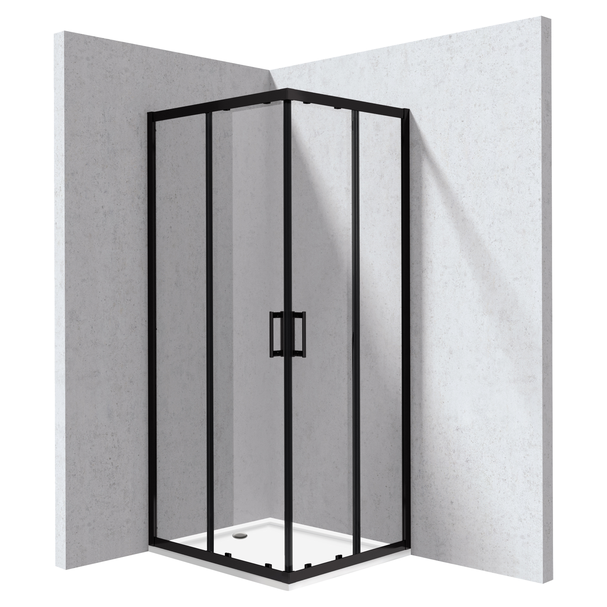 Dusjhjørne med Dusjkar Funkia Evo Rektangulær Svart 80x90 cm