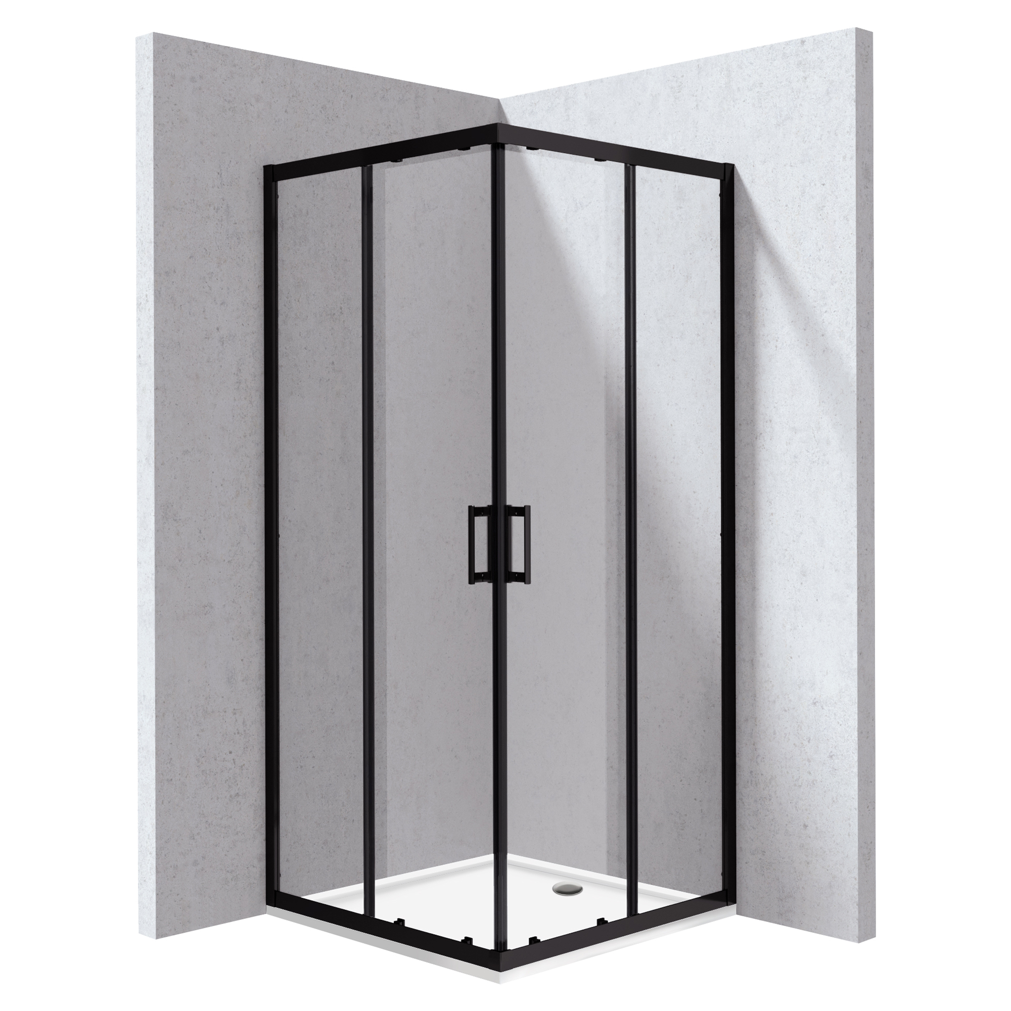 Dusjhjørne med Dusjkar Funkia Evo Kvadratisk Svart 80x80 cm