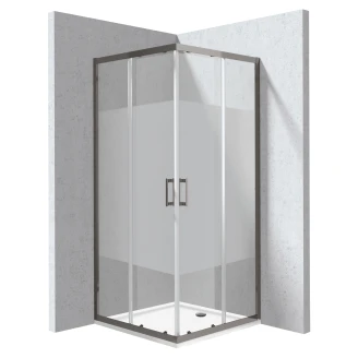 Duschhörn med Duschkar <strong>Funkia</strong> Evo Kvadratisk Titanium 80x80 cm Randigt Mönster