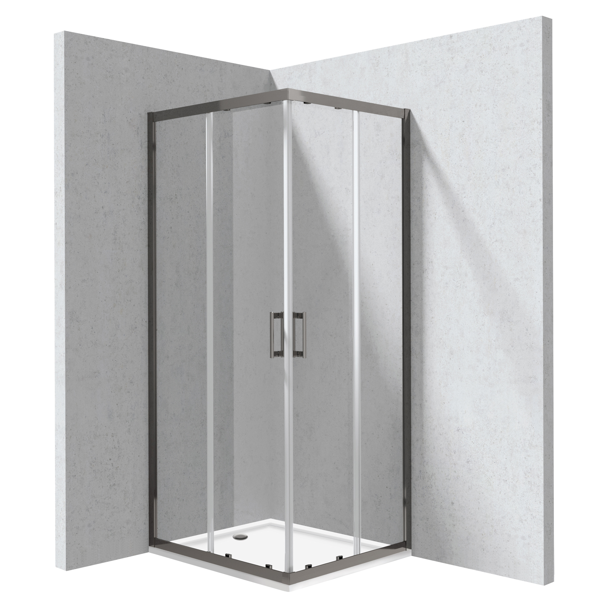 Dusjhjørne med Dusjkar Funkia Evo Rektangulær Titanium 80x90 cm
