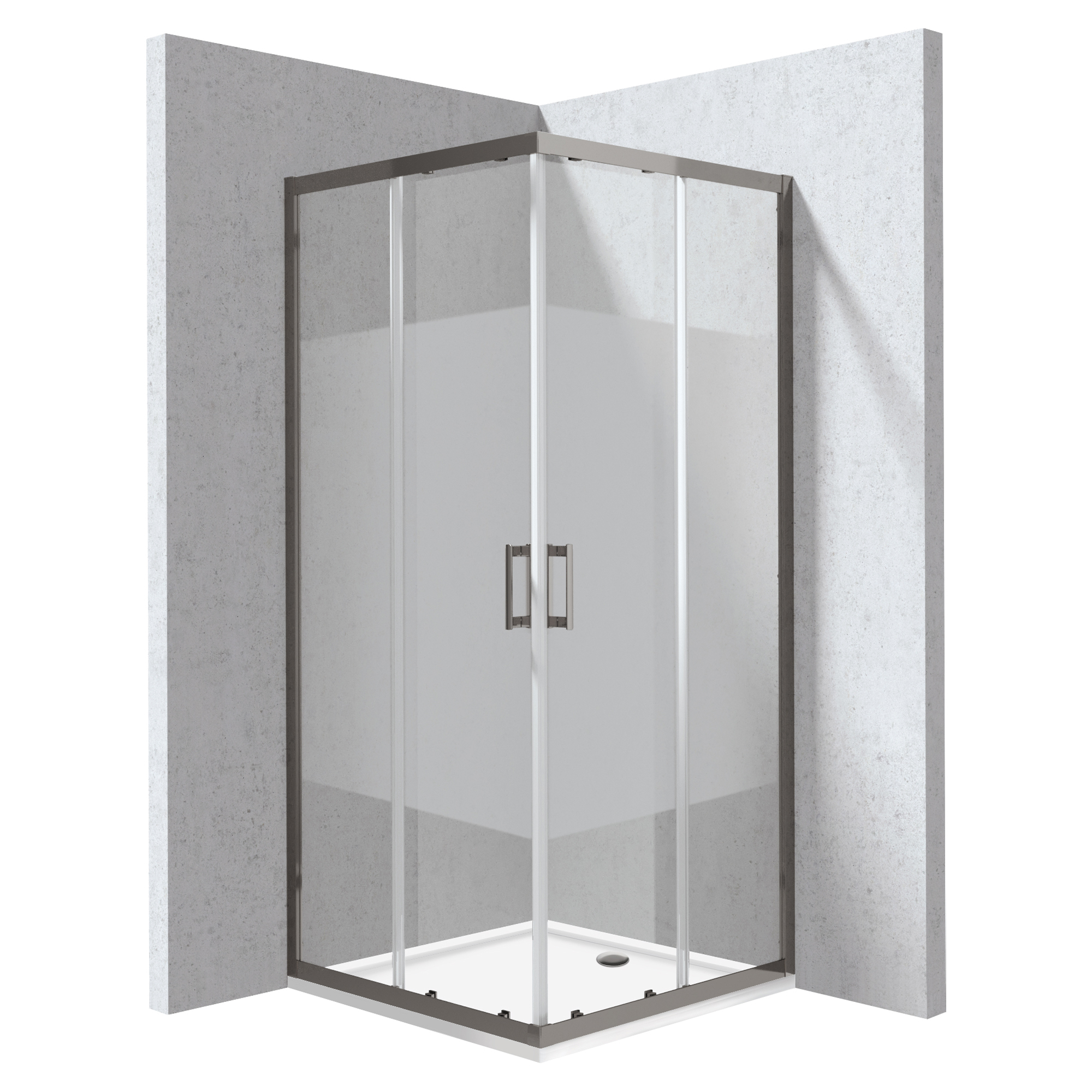 Dusjhjørne med Dusjkar Funkia Evo Kvadratisk Titanium 90x90 cm Stripet Mønster