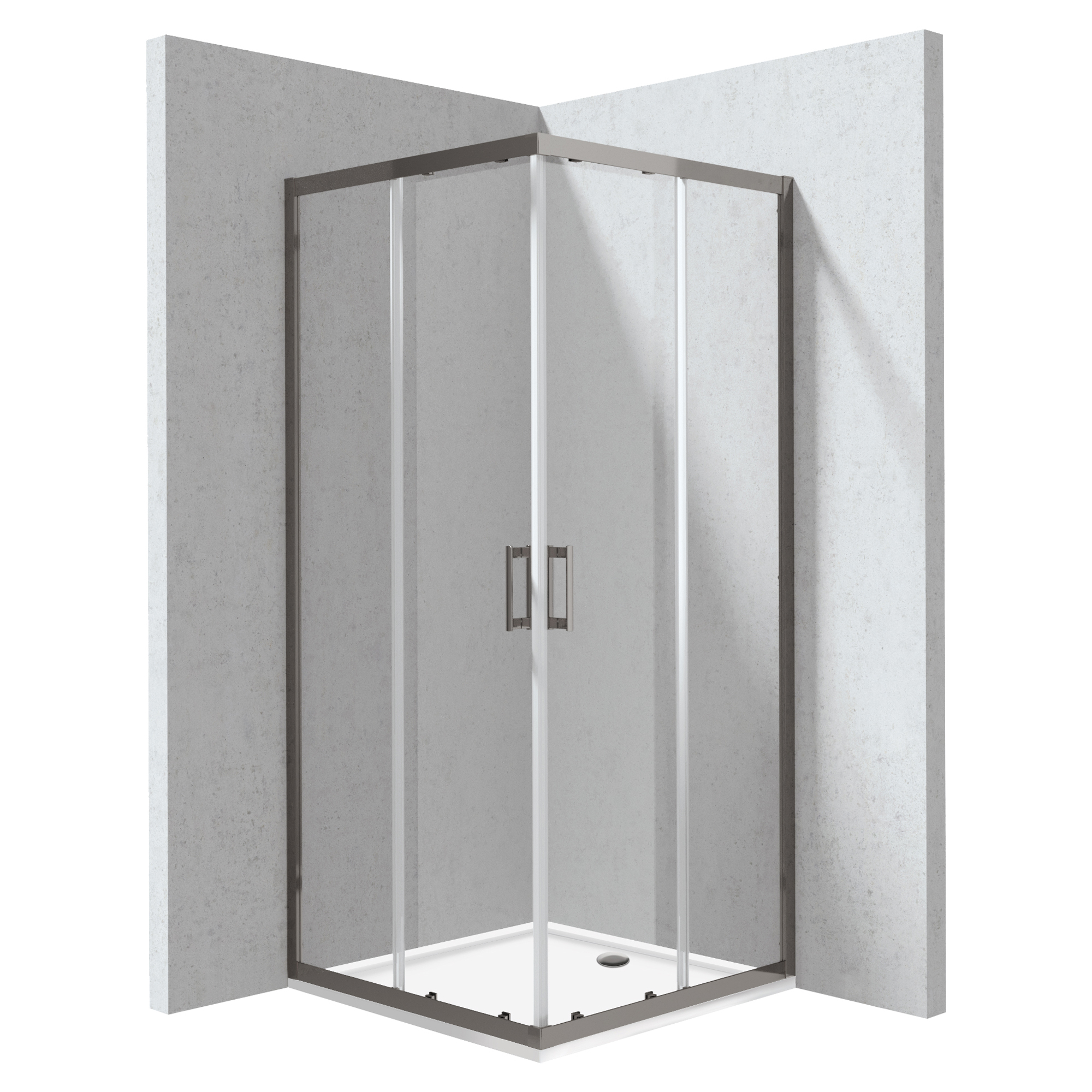 Dusjhjørne med Dusjkar Funkia Evo Kvadratisk Titanium 80x80 cm