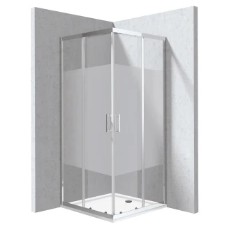 Duschhörn med Duschkar <strong>Funkia</strong>  Evo Kvadratisk Titanium 90x90 cm Randigt Mönster