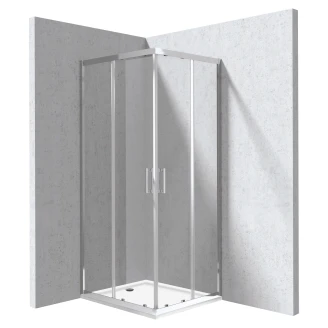 Duschhörn med Duschkar <strong>Funkia</strong>  Evo Rektangulär Krom 80x90 cm