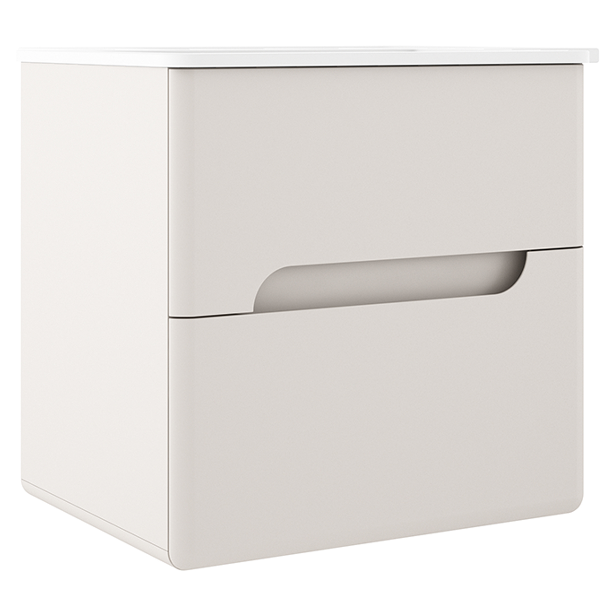 Servantskap Rondo Beige Matt 60 cm med Servant Hvit Blank