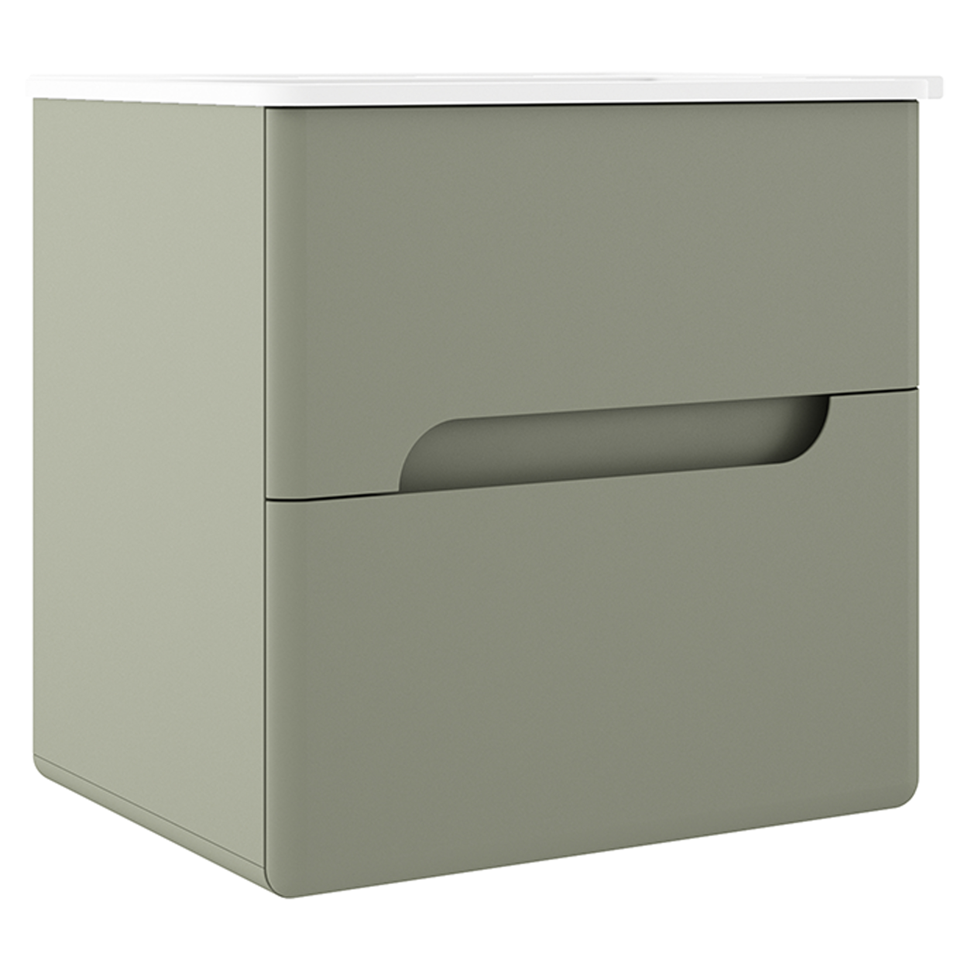 Servantskap Rondo Oliv Matt 60 cm med Servant Hvit Blank