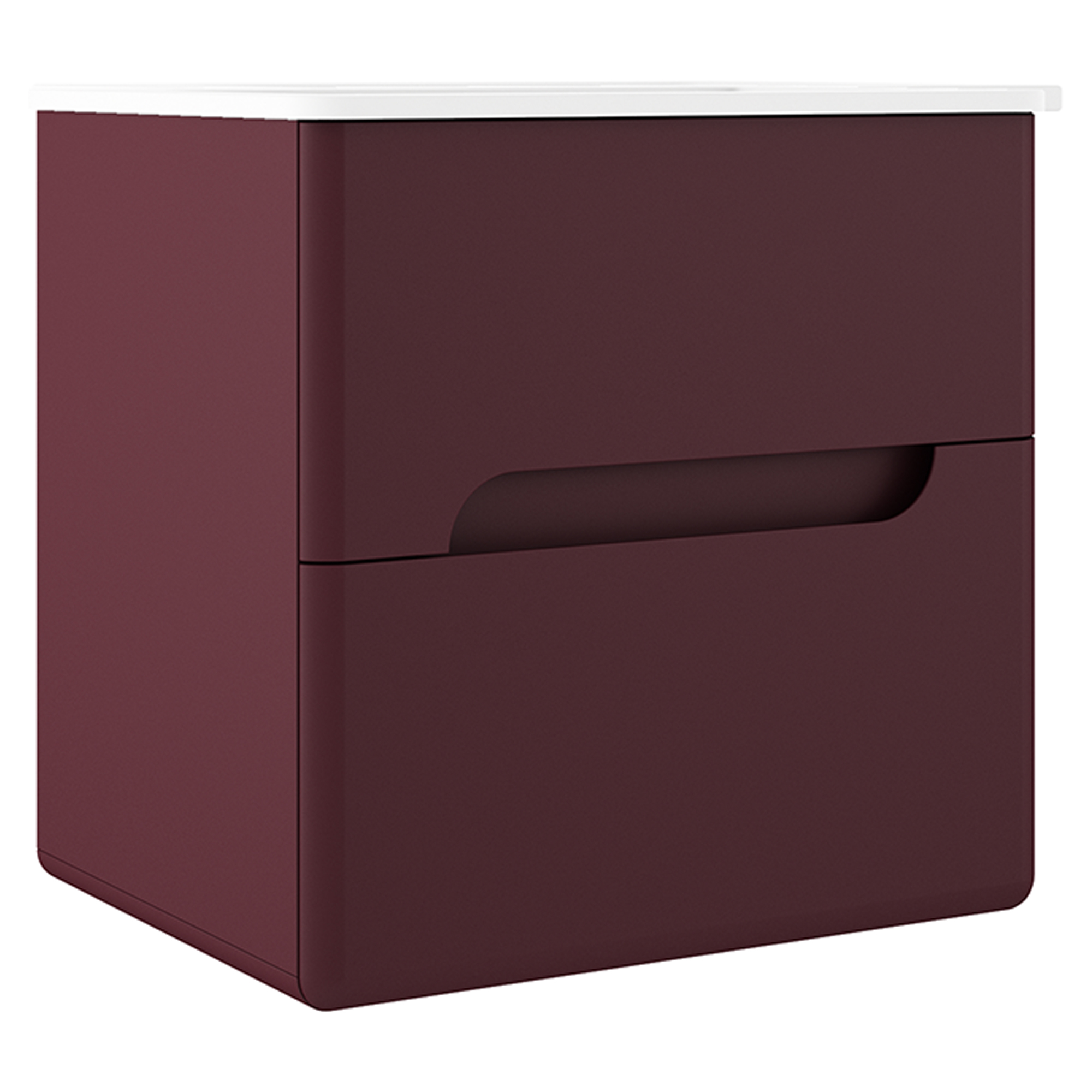 Servantskap Rondo Rød Matt 60 cm med Servant Hvit Blank