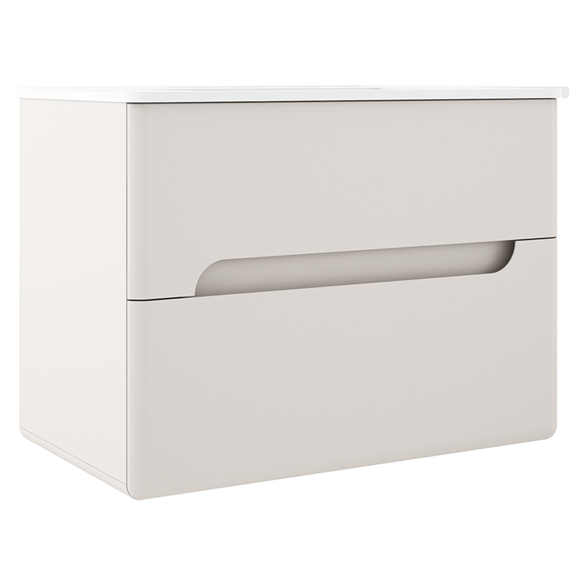 Servantskap Rondo Beige Matt 80 cm med Servant Hvit Blank