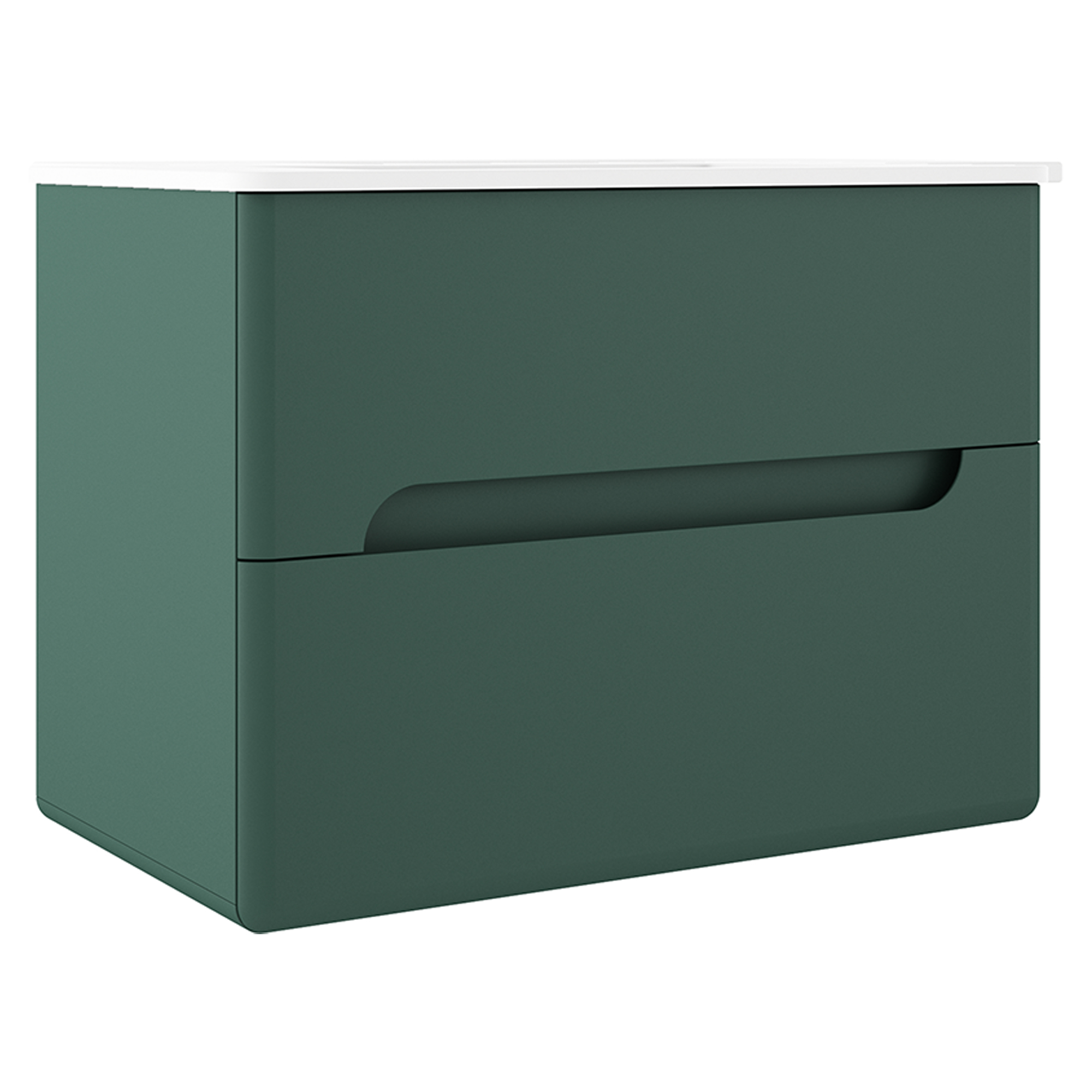 Servantskap Rondo Grønn Matt 80 cm med Servant Hvit Blank