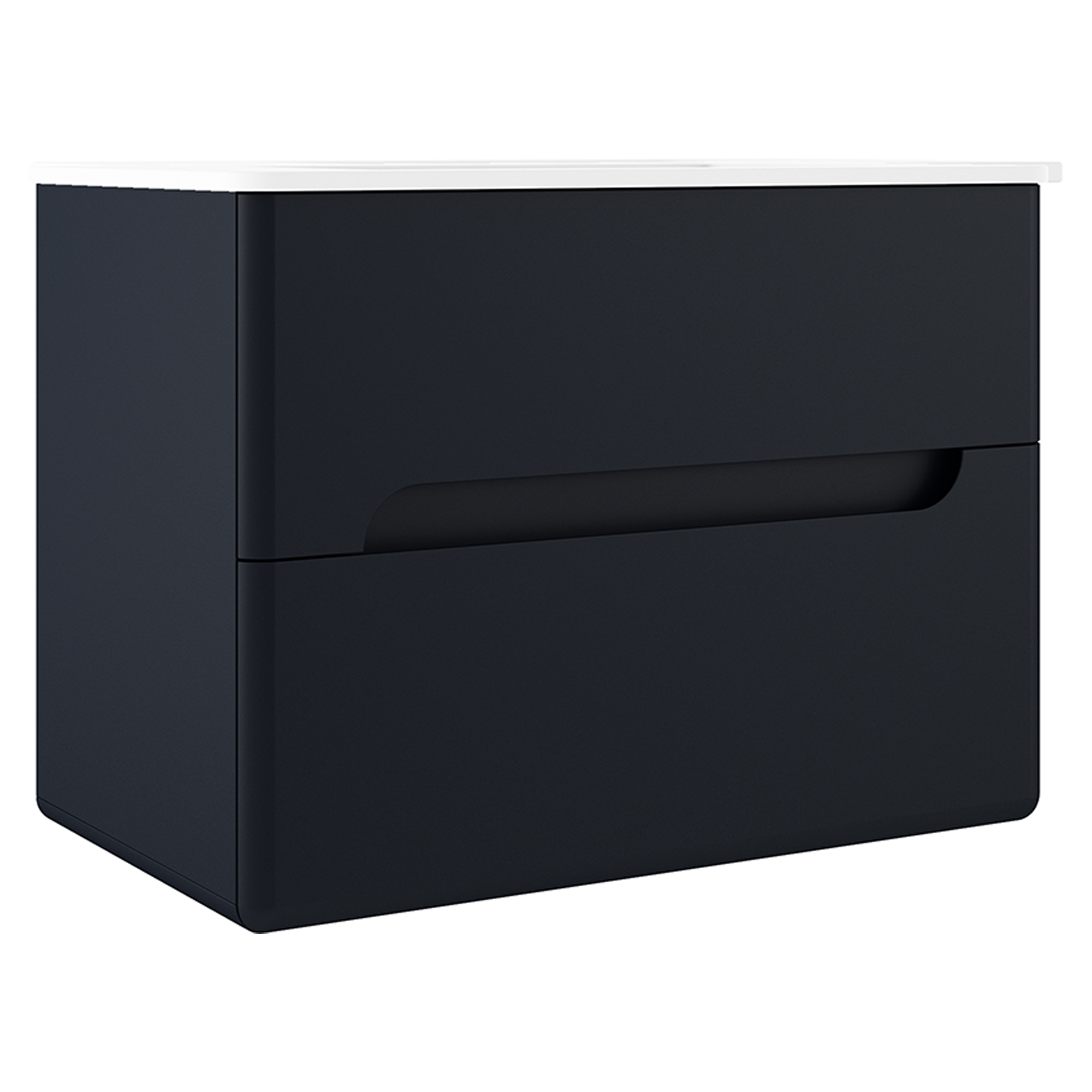 Servantskap Rondo Mörblå Matt 80 cm med Servant Hvit Blank