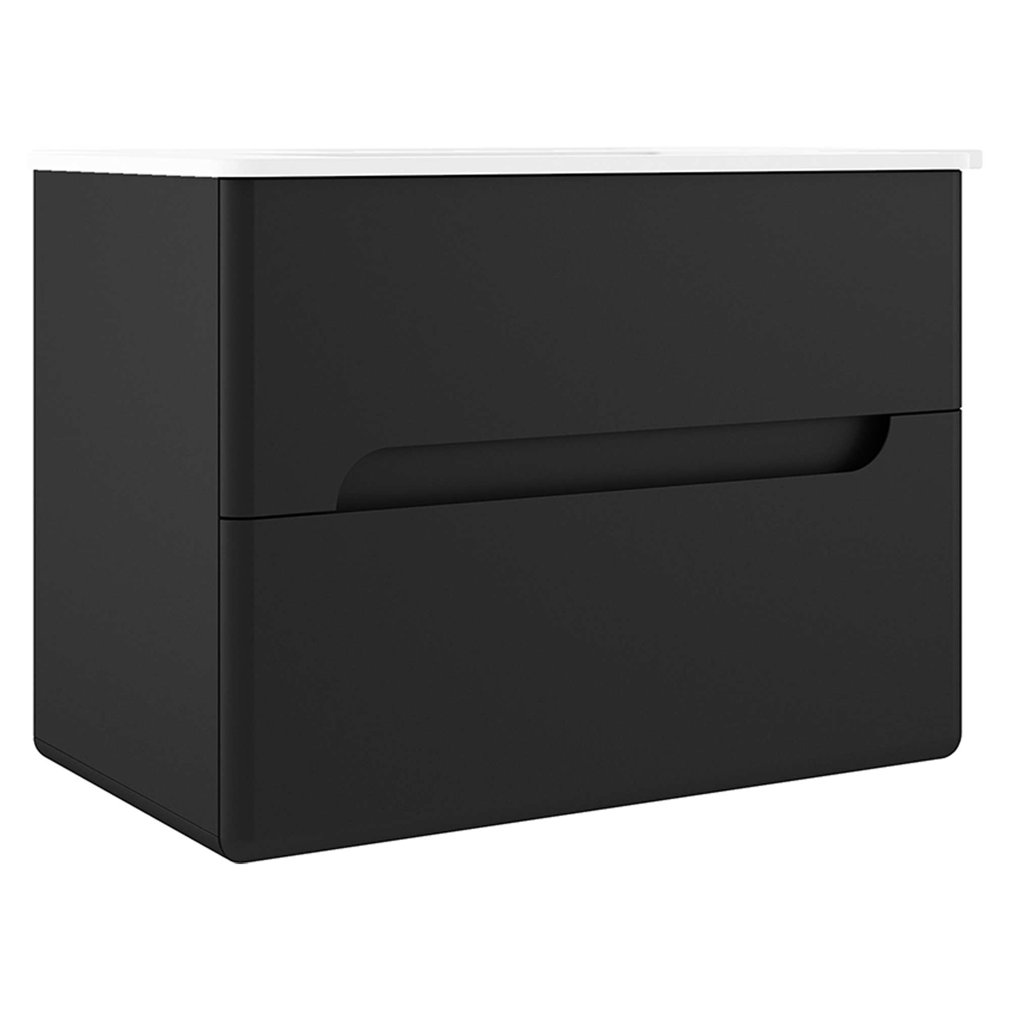 Servantskap Rondo Svart Matt 80 cm med Servant Hvit Blank