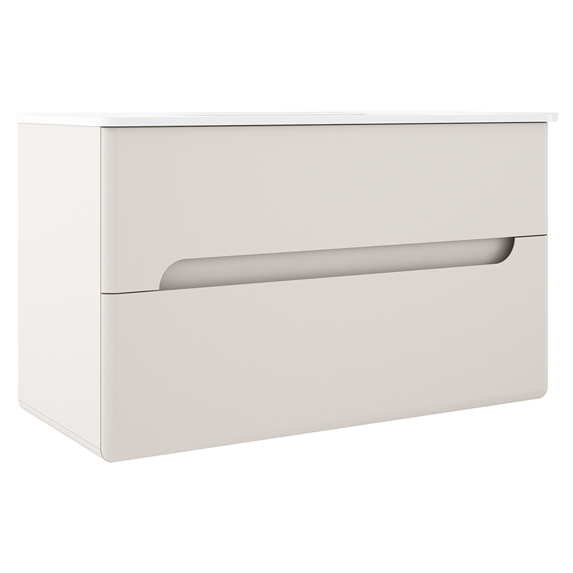 Servantskap Rondo Beige Matt 100 cm med Servant Hvit Blank