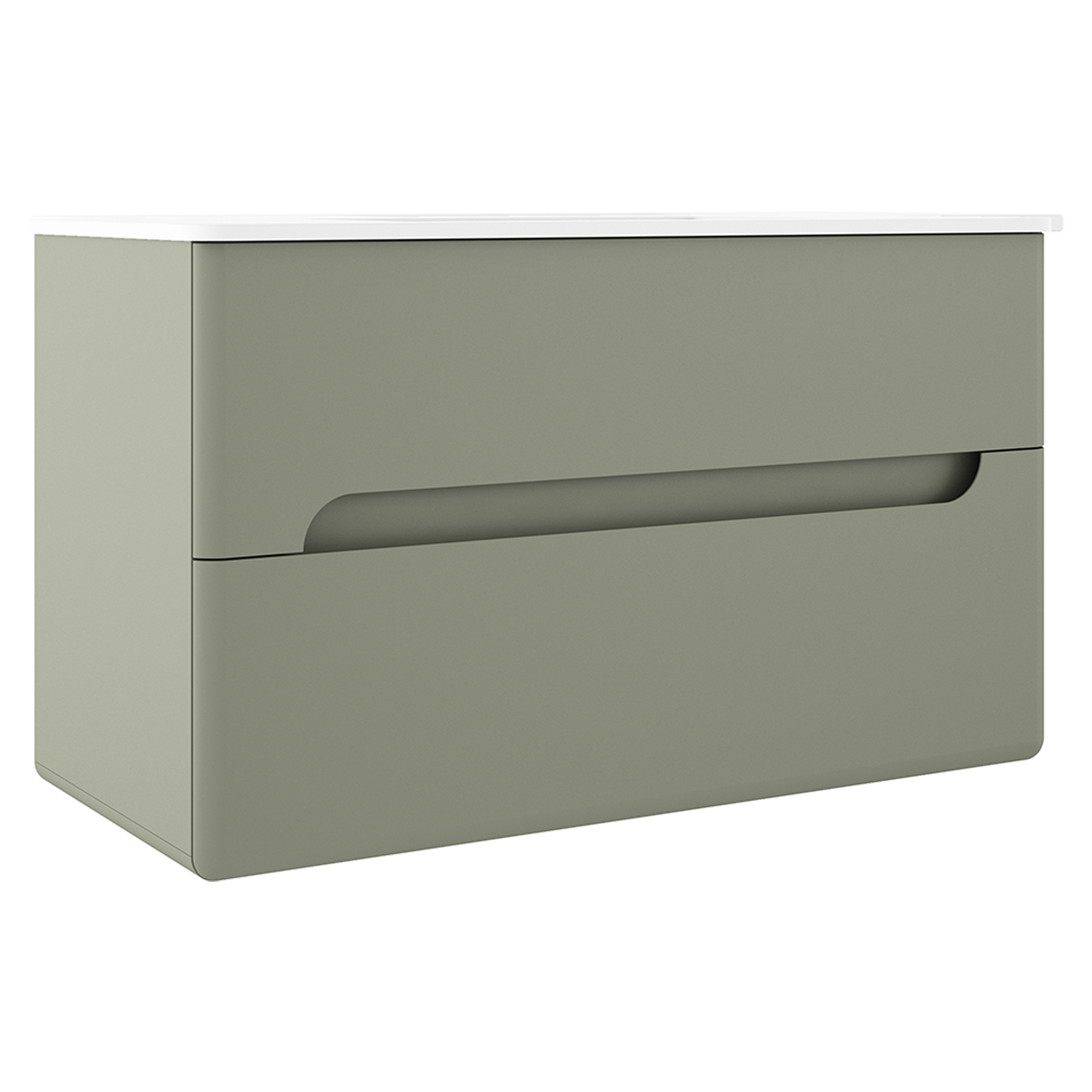 Servantskap Rondo Oliv Matt 100 cm med Servant Hvit Blank