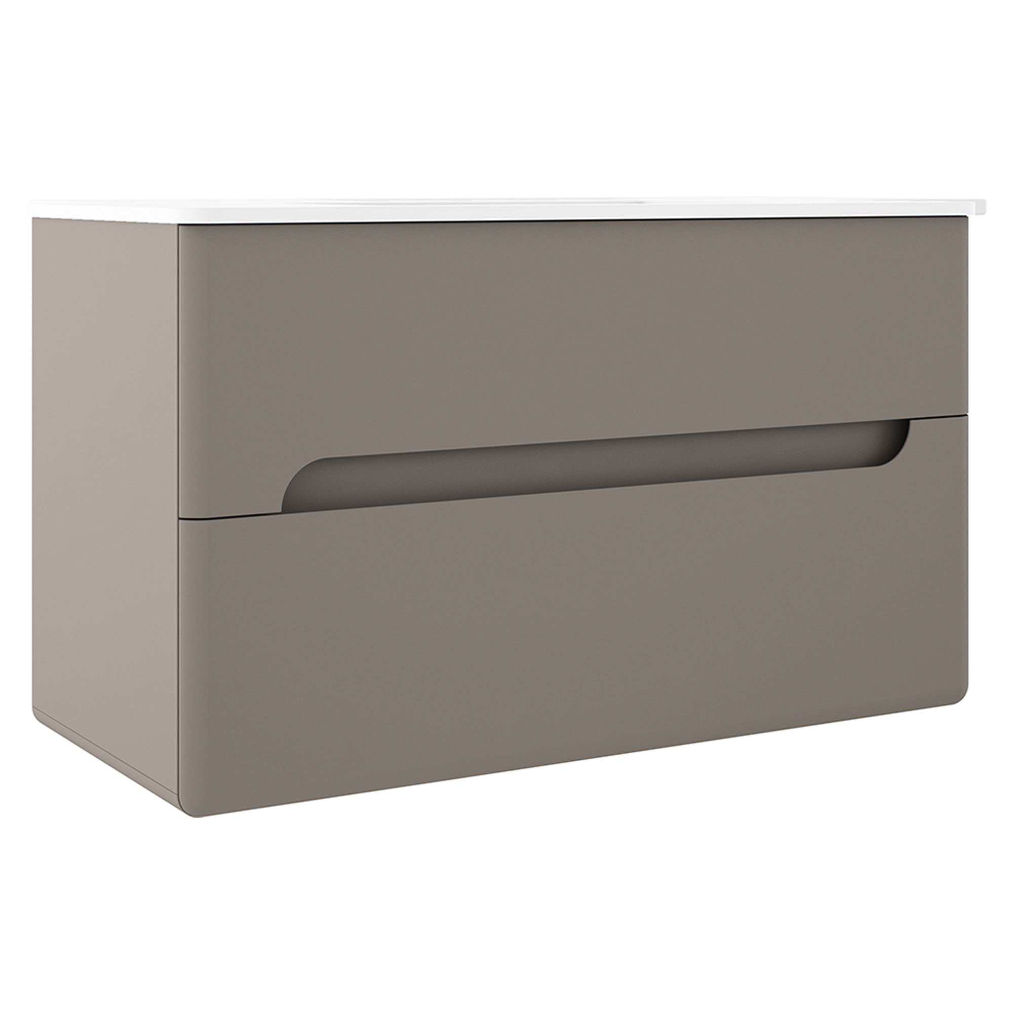 Servantskap Rondo Grå Matt 100 cm med Servant Hvit Blank