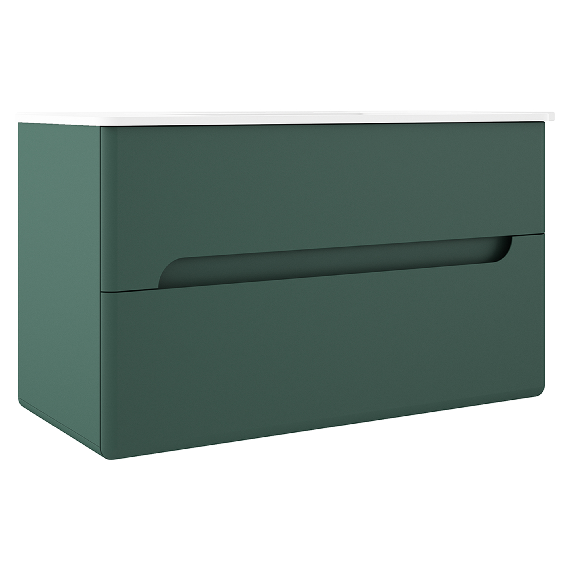Servantskap Rondo Grønn Matt 100 cm med Servant Hvit Blank