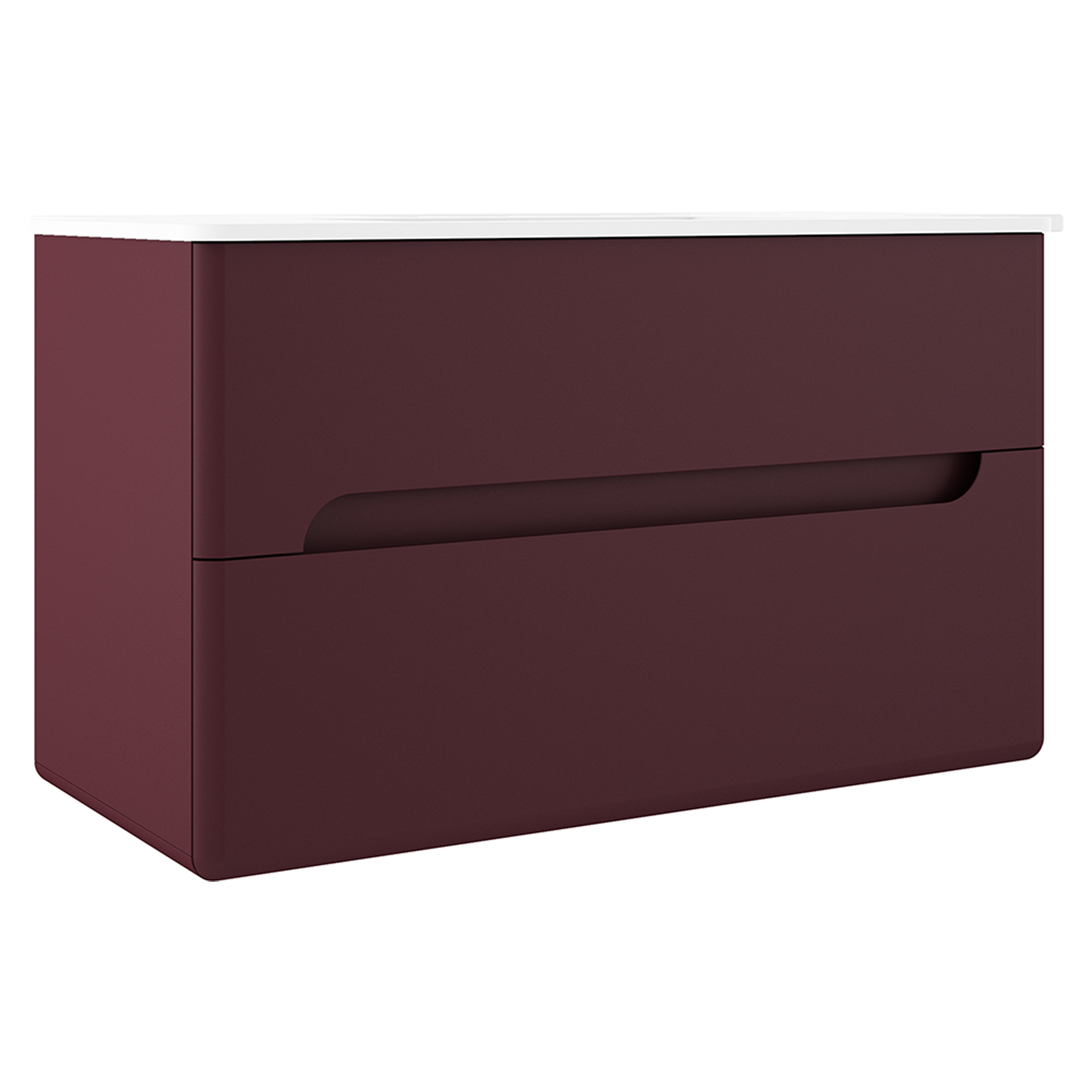 Servantskap Rondo Rød Matt 100 cm med Servant Hvit Blank