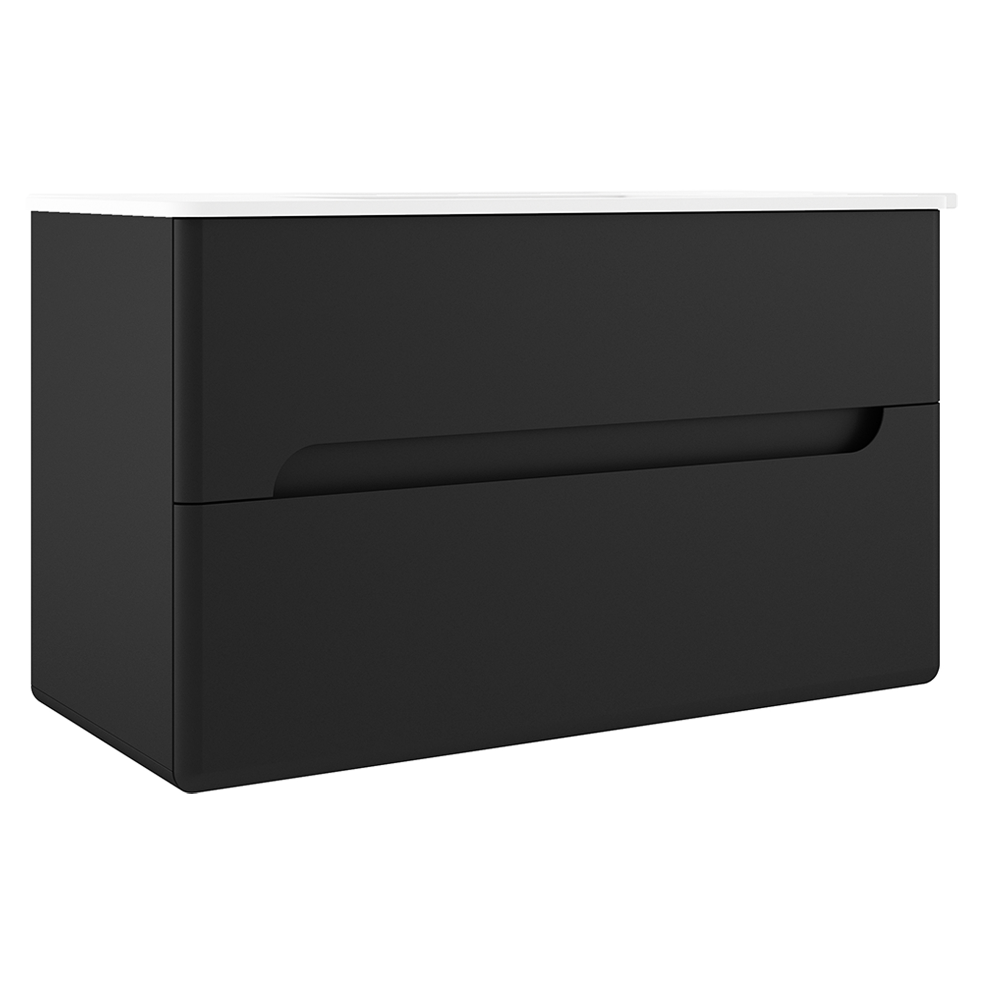 Servantskap Rondo Svart Matt 100 cm med Servant Hvit Blank