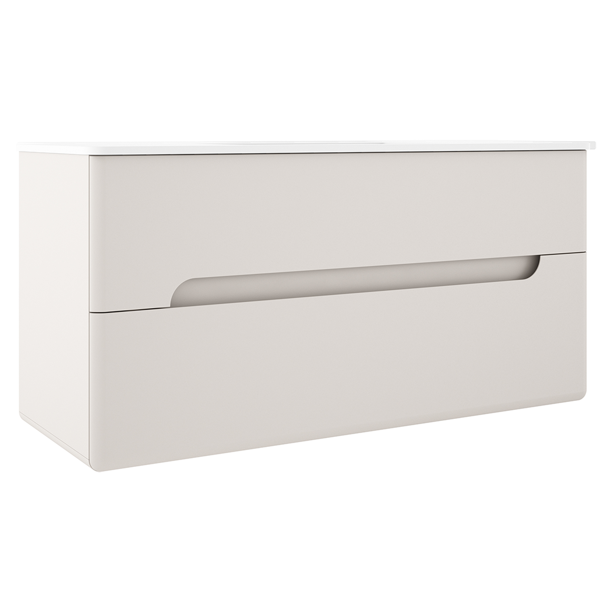 Servantskap Rondo Beige Matt 120 cm med Servant Hvit Blank