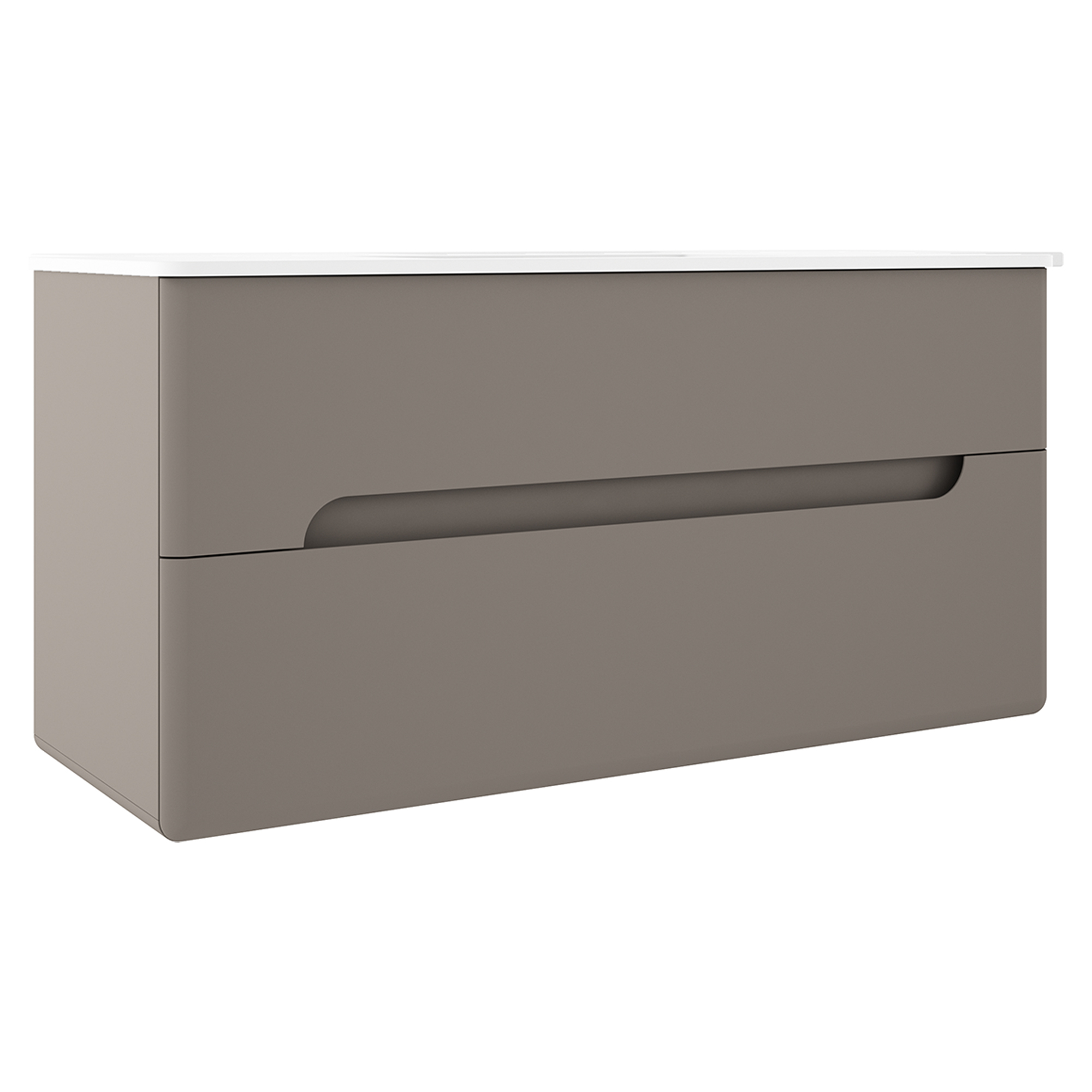 Servantskap Rondo Grå Matt 120 cm med Servant Hvit Blank