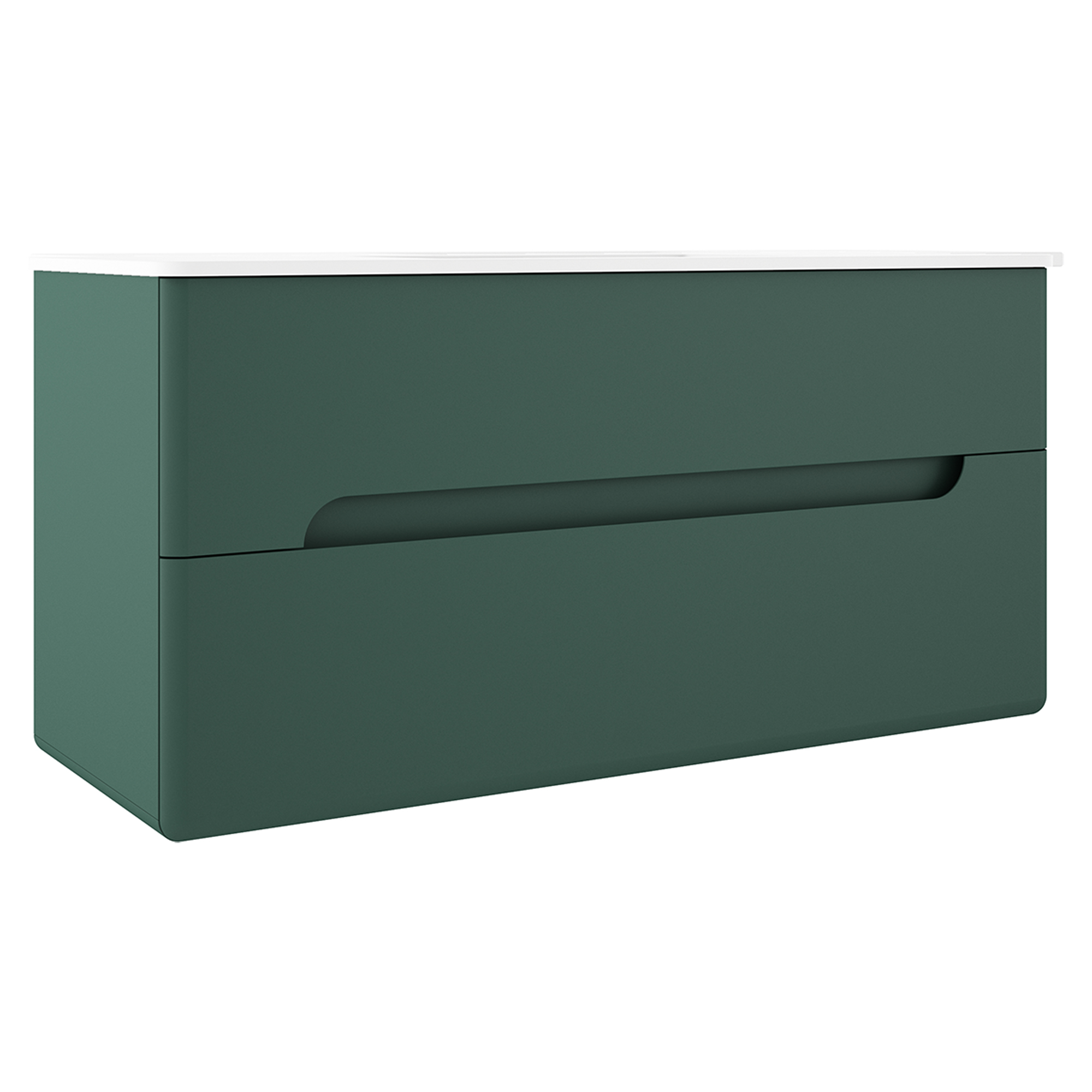 Servantskap Rondo Grønn Matt 120 cm med Servant Hvit Blank