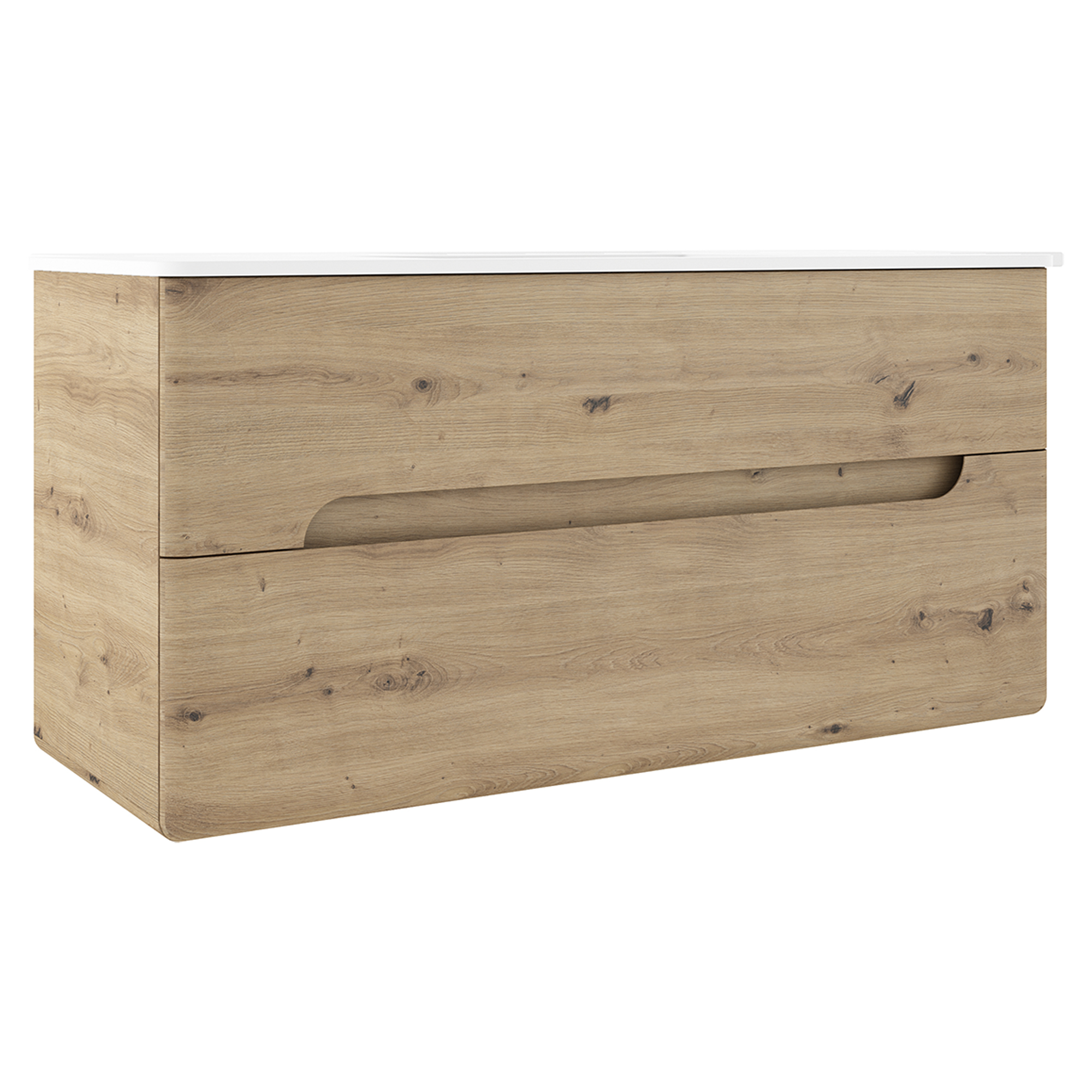 Servantskap Rondo Eik Matt 120 cm med Servant Hvit Blank