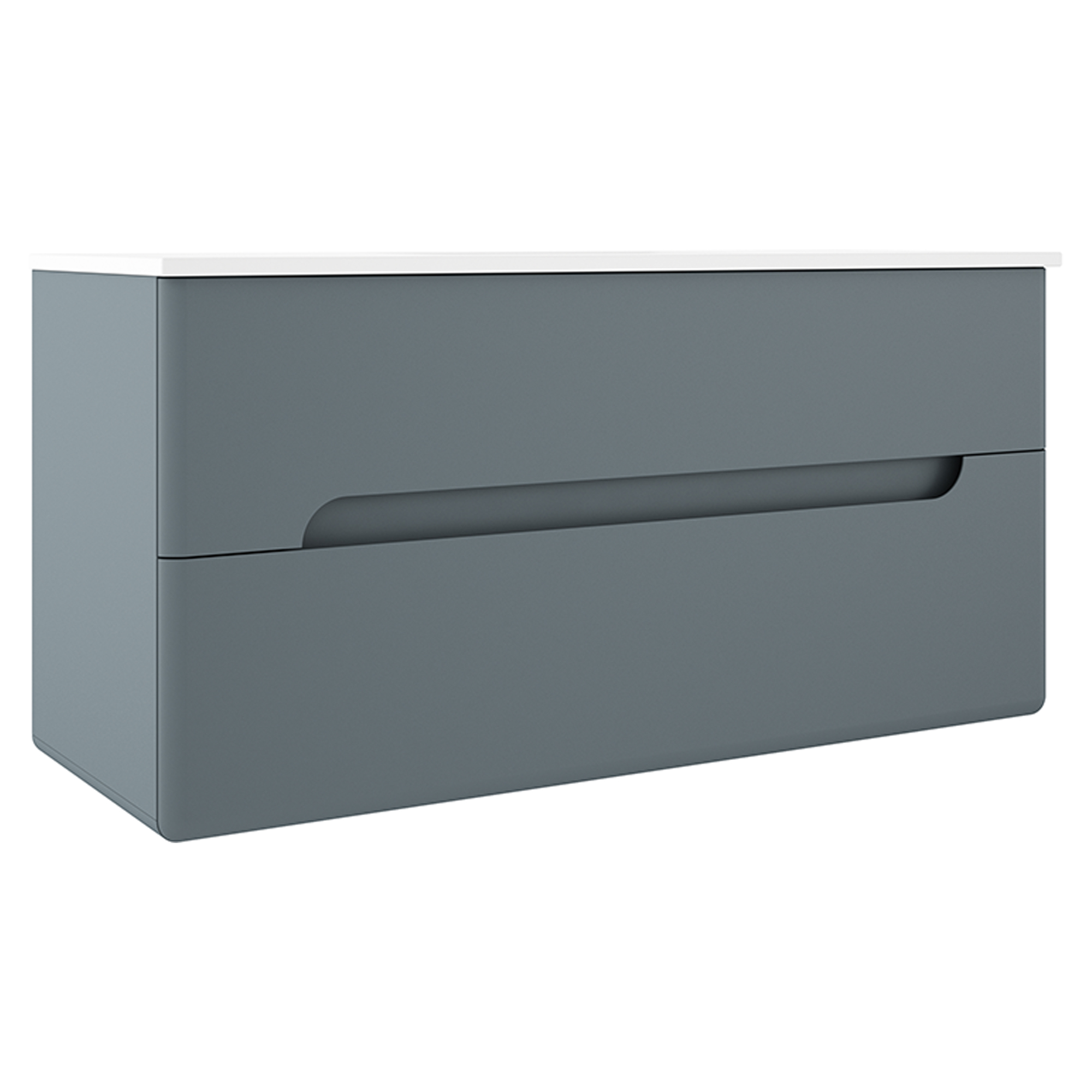 Dobbelt Servantskap Rondo Blå Matt 120 cm med Servant Hvit Blank