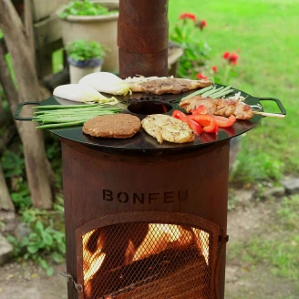 BonFeu Grillset t med Ildsted BonGiano LP Cortenstål, Plancha & Trekk