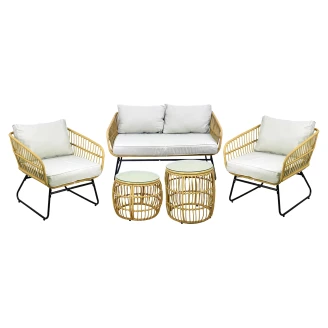 Hagesett med Sofa, 2 Sidebord, 2 Lenestoler, 2 Stoler & Puter <strong>Verdeco</strong>  Brun, Grå