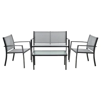 Hagesett med 2-Seters Sofa, Bord & 2 Lenestoler <strong>Mirel</strong>  Grå